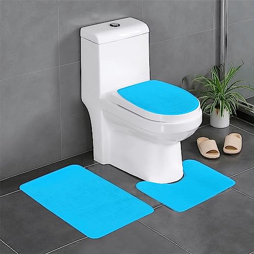 Pegqcvam Einfarbiges 3-teiliges Badezimmerteppich-Set, vollständig bedruckt, weiche, rutschfeste Matten, geeignet für Badezimmer, Toiletten und Böden. von Pegqcvam