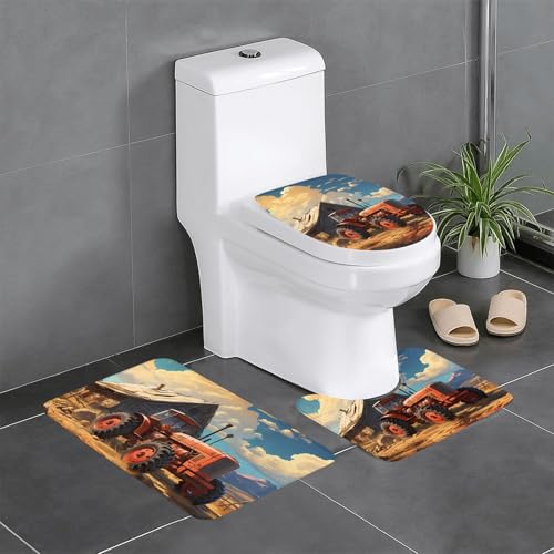 Pegqcvam Farm Red Traktor 3-teiliges Badezimmerteppich-Set, vollständig bedruckt, weiche rutschfeste Matten, geeignet für Badezimmer, Toiletten und Böden. Pegqcvam Farm Red Traktor 3-teiliges Badezimmerteppich-Set, vollständig bedruckt, weiche rutschfeste Matten, geeignet für Badezimmer, Toiletten und Böden. von Pegqcvam