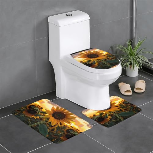 Pegqcvam Farm Sunflower 3-teiliges Badezimmerteppich-Set, vollständig bedruckt, weiche rutschfeste Matten, geeignet für Badezimmer, Toiletten und Böden. Pegqcvam Farm Sunflower 3-teiliges Badezimmerteppich-Set, vollständig bedruckt, weiche rutschfeste Matten, geeignet für Badezimmer, Toiletten und Böden. von Pegqcvam
