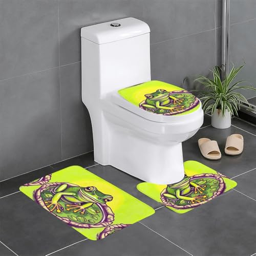 Pegqcvam Frosch im Teich 3-teiliges Badezimmerteppich-Set, vollständig bedruckt, weiche rutschfeste Matten, geeignet für Badezimmer, Toiletten und Böden. Pegqcvam Frosch im Teich 3-teiliges Badezimmerteppich-Set, vollständig bedruckt, weiche rutschfeste Matten, geeignet für Badezimmer, Toiletten und Böden. von Pegqcvam