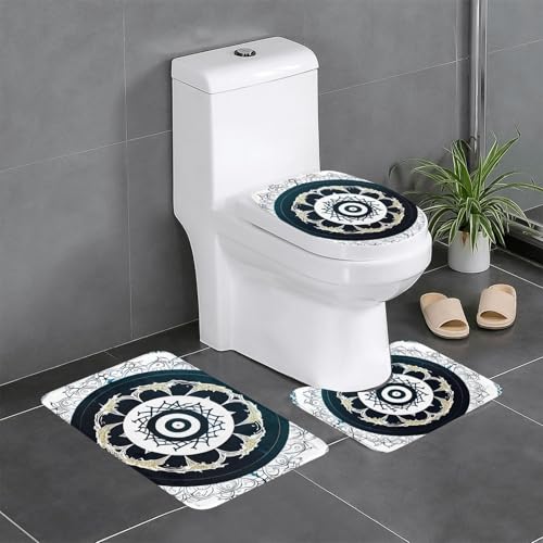 Pegqcvam Schwarz und Weiß Runde Totem 3-teiliges Badezimmerteppich-Set, vollständig bedruckt, weiche rutschfeste Matten, geeignet für Badezimmer, Toiletten und Böden. Pegqcvam Schwarz und Weiß Runde Totem 3-teiliges Badezimmerteppich-Set, vollständig bedruckt, weiche rutschfeste Matten, geeignet für Badezimmer, Toiletten und Böden. von Pegqcvam