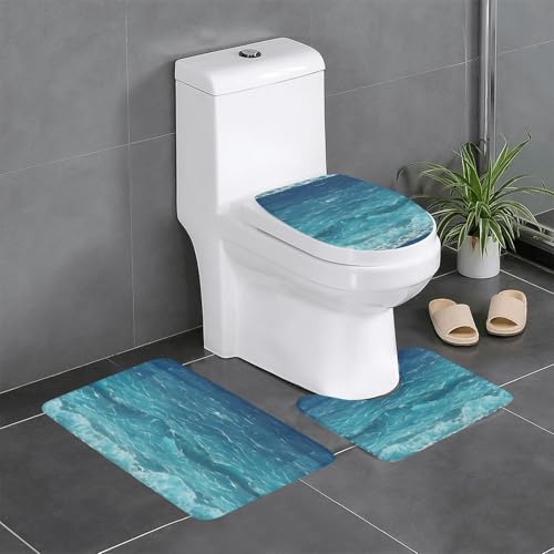 Pegqcvam The Deep Blue Sea 3-teiliges Badezimmerteppich-Set, vollständig bedruckt, weiche rutschfeste Matten, geeignet für Badezimmer, Toiletten und Böden. Pegqcvam The Deep Blue Sea 3-teiliges Badezimmerteppich-Set, vollständig bedruckt, weiche rutschfeste Matten, geeignet für Badezimmer, Toiletten und Böden. von Pegqcvam