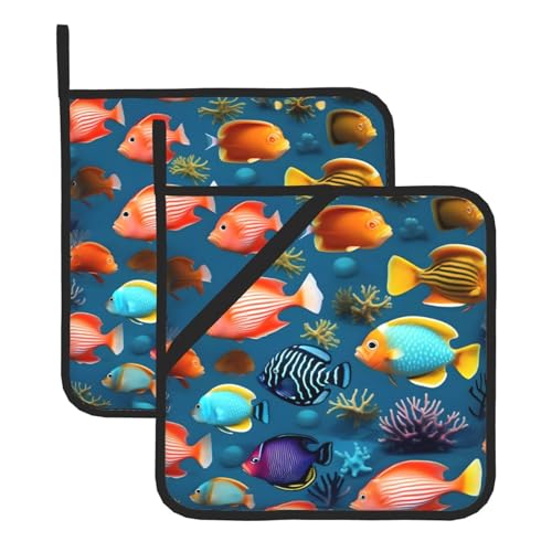 Submarine Rifffisch-Topfhalter-Sets. Mit Taschen und rutschfest, leicht zu reinigen, langlebig, geeignet für Ofen, Grill usw. von Pegqcvam