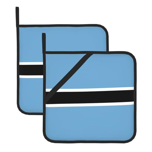 Topflappen-Sets mit Flagge von Botswana. Mit Taschen und rutschfest, leicht zu reinigen, langlebig, geeignet für Ofen, Grill usw. von Pegqcvam