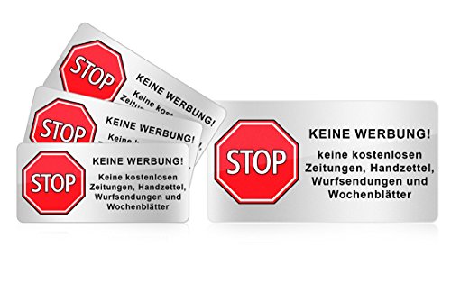 peha Briefkasten Aufkleber aus Folie - SET "STOP KEINE WERBUNG", Wetter&Schmutz beständig (4-teilig) von peha