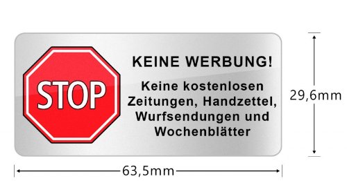 haggiy® Briefkasten Aufkleber 'STOP KEINE WERBUNG!'(64 * 30 mm) mit 3 Jahren UV-Garantie, Wetter&Schmutz beständig (kein Papier) von haggiy