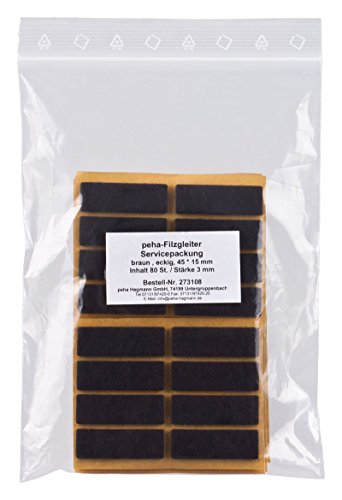 haggiy Filzgleiter - Parkettgleiter selbstklebend - 3,0 mm stark, braun, 15 x 45 mm (80 STK.) von haggiy
