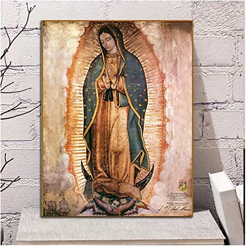 Druck auf Leinwand 40x60cm Kein Rahmen Kunst Ölgemälde Mexiko Guadalupe Jungfrau Maria Malerei Poster und Drucke Home Living Room Decor Painting von Pei-wall art