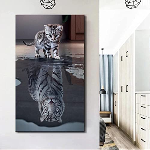 Druck auf Leinwand 60 x 100 cm Rahmenlos Moderne Kunstwerke kreative Poster und Drucke Tiger- und Katzenbilder auf Leinwand Wohnkultur von Pei-wall art