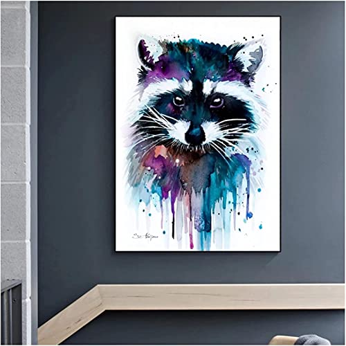 Kunst Poster 50x70cm Kein Rahmen Graffiti Farbe Waschbär Malerei Tier Pop Wandkunst Kinder Schlafzimmer Wohnzimmer Wanddekoration Wandbild von Pei-wall art