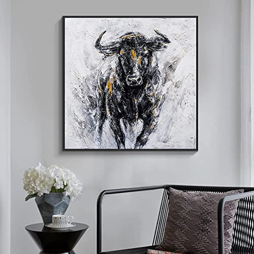 Pei-wall art Wandbild 50x50cm Rahmenlos Abstrakt Stierkampf Stier Malerei Gedruckt Leinwand Gedruckt Stier Bild Wohnzimmer Büro Dekoration von Pei-wall art