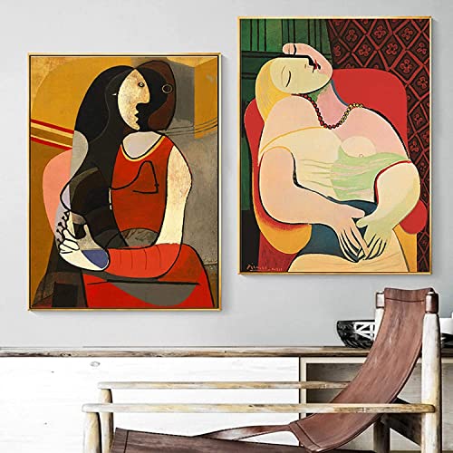 Wall Prints 2pcs 60x80cm Frameless Picasso Dream Woman Abstract Wall Art Posters and Prints Living Room Home Decor Picture von Pei-wall art