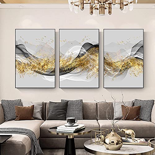 Wall Prints 3pcs 60x80cm Frameless Abstract Gold Landscape Canvas Poster Picture Modern Wall Art Mural Living Room Home Decor von Pei-wall art