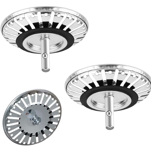 Siebkörbchen Spüle 79 mm Pin (18 Schlitze), 2 Stück, Ersetzen Blanco-Filterkorb für Stopperbetrieb (125590), Edelstahl Spülbecken Sieb Stopper von PeiDog