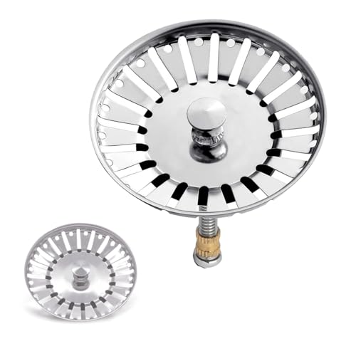 Siebkörbchen Spüle 79mm, Ersetzen können Blanco119146 Abflusssieb Küchenspüle, Edelstahl Spülbecken Sieb Stopper, mit Zapfen(30mm) für Exzenter-Bedienung von PeiDog