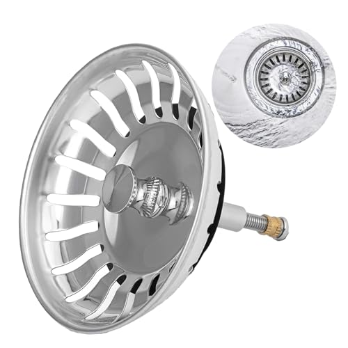 Siebkörbchen Spüle 79mm, Ersetzen können Blanco119146 Abflusssieb Küchenspüle, Edelstahl Spülbecken Sieb Stopper, mit Zapfen(50mm) für Exzenter-Bedienung von PeiDog