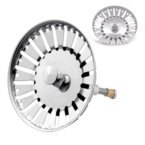 Siebkörbchen Spüle 79mm, Ersetzen können Blanco119146 Abflusssieb Küchenspüle, Edelstahl Spülbecken Sieb Stopper, mit Zapfen(50mm) für Exzenter-Bedienung von PeiDog
