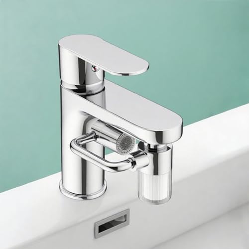 1440 Grad Drehbarer Multifunktionaler Verlängerungshahn,Drehbarer Wasserhahn Aufsatz,Wasserhahn Aufsatz mit 2-Fach Einstellbarer Perlator für Küche Bad,Dreilagige Tiefenfiltration von Peiaw