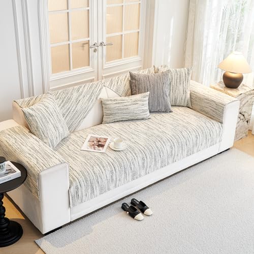 Streifen Sofabezug Sofaschoner Chenille Ultra Weicher Couch Überzug Anti-rutsch Sofabezüge überzug Pets Dog Sofaschutz für Wohnzimmer 1 2 3 4 Sitzer (B, 70 * 150cm) von Peiaw