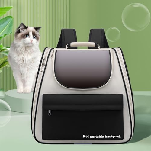 Erweiterbar Katzenrucksack Hunderucksack für Katzen Hunde bis 7kg,Groß Katzen Rucksack Faltbare Haustier Rucksack,Katzentasche für Kleine Hunde,Schwarz von Peiaw