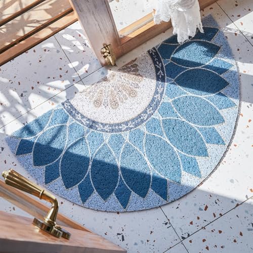 Halbrunde Teppich Blumenmuster in Blautönen Hochelastisch Flexibel & Langlebig Einfache Reinigung Stabil & Rutschfest Ideal für Eingangsbereiche Terrassen Wohnzimmer auch als Badematte (50*80cm) Halbrunde Teppich Blumenmuster in Blautönen Hochelastisch Flexibel & Langlebig Einfache Reinigung Stabil & Rutschfest Ideal für Eingangsbereiche Terrassen Wohnzimmer auch als Badematte (50*80cm) von Peiaw