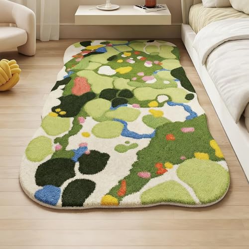 Hochflor Moderner Teppich mit Abstraktem Muster Weicher und Praller Flauschiger Teppich rutschfeste Rückseite Perfekt für Schlafzimmer Kinderzimmer Wohnzimmer (40 * 120cm) von Peiaw