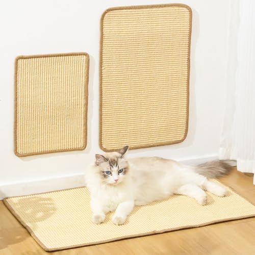 Kratzmatte Katze,Natürliche Katzenkratzbretter Sisal Kratzteppich,Kratzbretter Katze Wand,Widerstandsfähig Katzenmöbel Fußmatte Sisalmatte Kratzpads für Katzen,Beige (30 * 50cm) von Peiaw