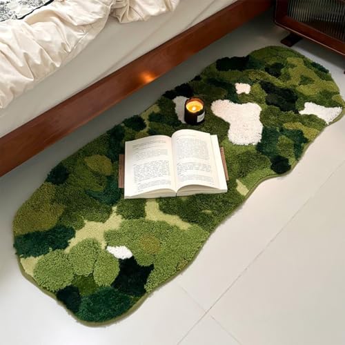 Teppich Wohnzimmer Moos-Design Weicher Teppich mit Hohem Haar bis zu 3 cm Flauschiger Fußbodenbelag mit Effektiver Geräuschreduzierung Ideal für Schlafzimmer,Wohnzimmer,Kinderzimmer (80 * 120cm) von Peiaw