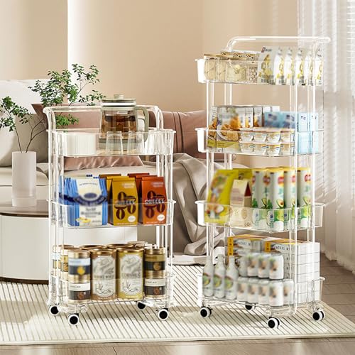 Transparenter Rollwagen mit 3/4 Schichten,Multifunktionaler mobiler Küchenwagen für Bad,Küche & Waschküche,Mobiler Stauraum mit Leisen Rollen,Umweltfreundliches PET,Werkzeuglos Montierbar (4 Schicht) Transparenter Rollwagen mit 3/4 Schichten,Multifunktionaler mobiler Küchenwagen für Bad,Küche & Waschküche,Mobiler Stauraum mit Leisen Rollen,Umweltfreundliches PET,Werkzeuglos Montierbar (4 Schicht) von Peiaw
