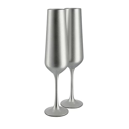 Peill+Putzler 2er-Set Sektkelche mit Stiel 200 ml | moderne Sektgläser in silber aus Kristallglas | Tulpenform für vollmundige Aromaentfaltung von Sekt, Champagner oder Prosecco von Peill+Putzler Germany