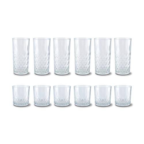 Peill+Putzler Germany 12er Set Trinkgläser, 6x Whiskygläser 330 ml, 6x Longdrinkgläser 356 ml, klare Trinkbecher, Wassergläser, Coctailgläser, pflegeleicht aus hochwertigem Kristallglas Peill+Putzler Germany 12er Set Trinkgläser, 6x Whiskygläser 330 ml, 6x Longdrinkgläser 356 ml, klare Trinkbecher, Wassergläser, Coctailgläser, pflegeleicht aus hochwertigem Kristallglas von Peill+Putzler Germany