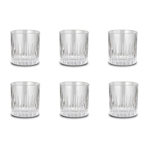Peill+Putzler Germany 6er Set Whiskygläser, 300 ml Volumen, schwerer Boden, Kristallgläser mit einem schlichten Streifendesign, Trinkgläser für Wasser, Saft & Cocktail geeignet von Peill+Putzler Germany