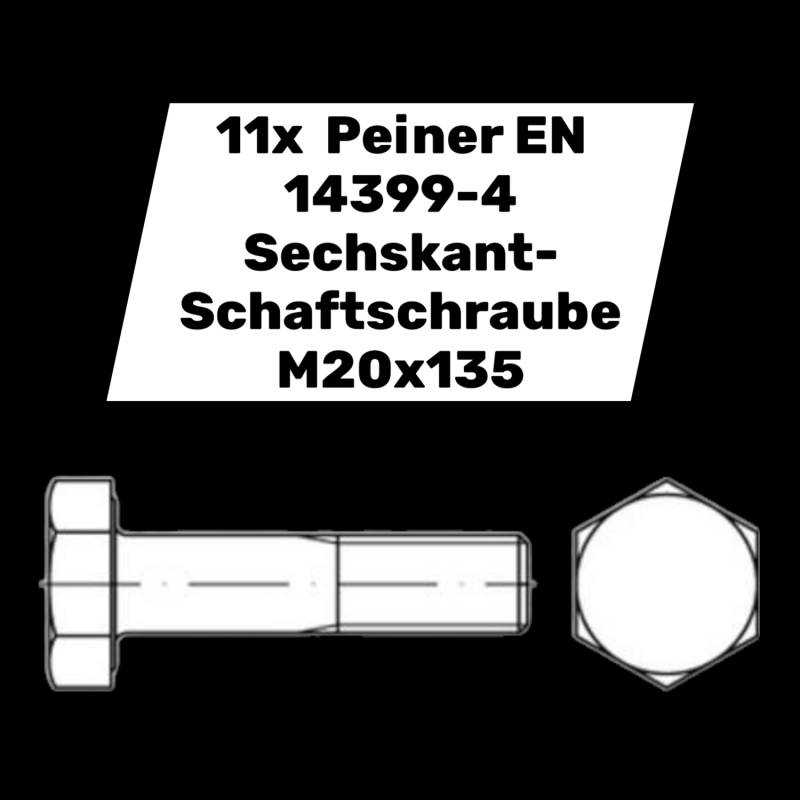 Peiner Sechskantschraube Schraube En 14399 4 M20x135 Stahl 10.9 11 Stück B-Ware von Peiner Umformtechnik