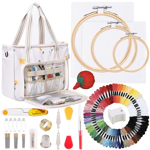 Peirich Stickerei Starter Kit, Stickerei Projekt Tasche mit Stickerei Zahnseide Stickerei Hoop Aida Tuch, Stickerei Zubehör Aufbewahrungstasche mit Kreuzstich Kits für Anfänger, Erwachsene Peirich Stickerei Starter Kit, Stickerei Projekt Tasche mit Stickerei Zahnseide Stickerei Hoop Aida Tuch, Stickerei Zubehör Aufbewahrungstasche mit Kreuzstich Kits für Anfänger, Erwachsene von Peirich