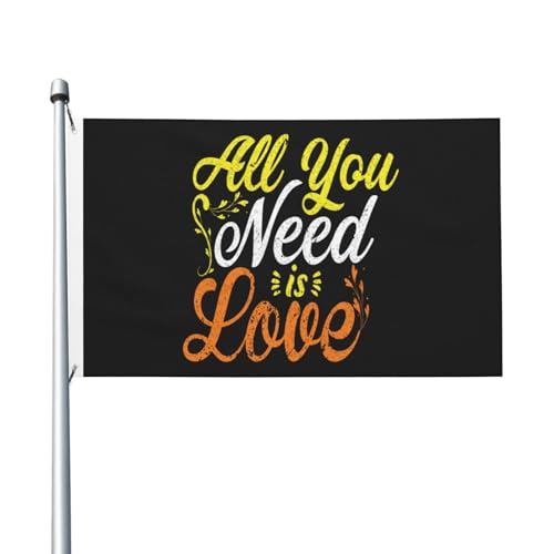 All You Need Is Love-Flaggen, 3 x 5 Fuß, doppelseitig, langlebiges Dekorationsbanner für den Außenbereich, Innenhöfe, Polyester-Flaggen von Peiyeety