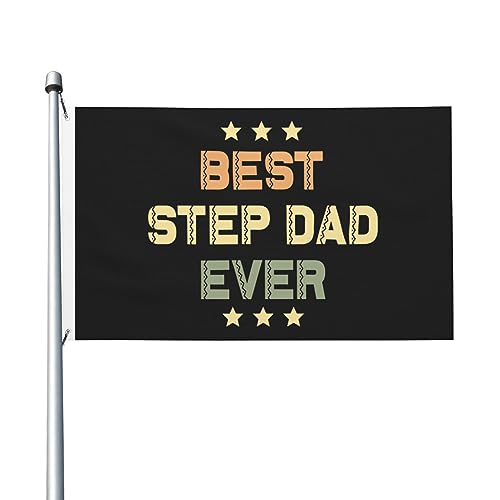 Best Step Dad Ever-Flaggen, 3 x 5 Fuß, doppelseitig, langlebiges Dekorationsbanner für den Außenbereich, Innenhöfe, Polyester-Flaggen von Peiyeety