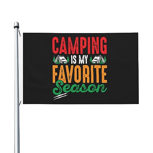 Camping ist meine Lieblingsjahreszeit-Flagge, 3 x 5 Fuß, doppelseitig, langlebiges Dekorationsbanner für den Außenbereich, Innenhöfe, Polyester-Flagge von Peiyeety