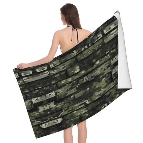 Digital Camo Ultraweiches und saugfähiges Badetuch – einseitig bedrucktes Handtuch aus 100% Polyester-Mikrofasermaterial für Badezimmer, Strand, Reisen und Outdoor von Peiyeety
