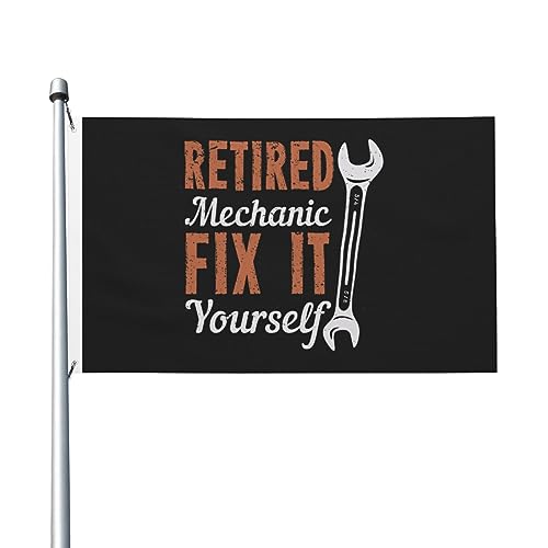 Flaggen mit Aufschrift „Mechaniker im Ruhestand – Repariere es selbst“, 3 x 5 Fuß, doppelseitig, langlebiges Dekorationsbanner für den Außenbereich, Innenhöfe, Polyesterflaggen von Peiyeety