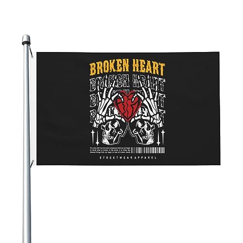 Flaggen mit gebrochenem Herzen, 3 x 5 Fuß, doppelseitig, langlebiges Dekorationsbanner für den Außenbereich, Innenhöfe, Polyester-Flaggen von Peiyeety