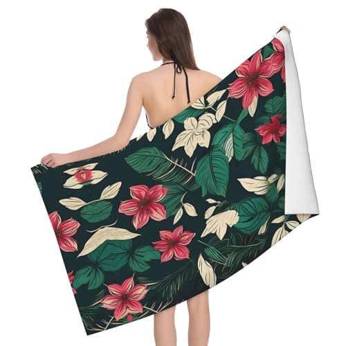 Flower Leaf Ultraweiches und saugfähiges Badetuch – einseitig bedrucktes Handtuch aus 100% Polyester-Mikrofasermaterial für Badezimmer, Strand, Reisen und Outdoor von Peiyeety