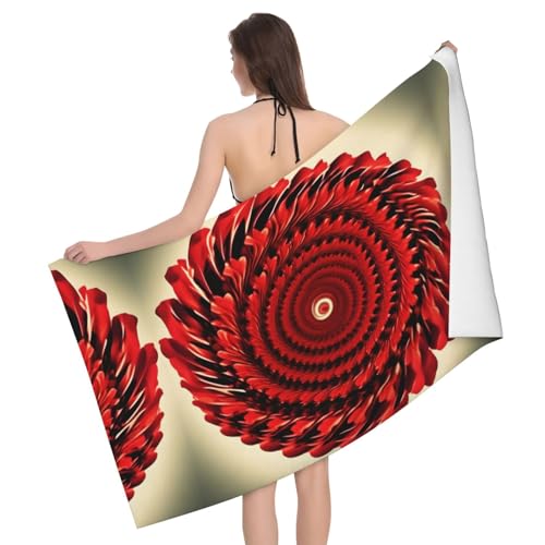 Flower Vortex Spiral Ultraweiches und saugfähiges Badetuch – einseitig bedrucktes Handtuch aus 100% Polyester-Mikrofasermaterial für Badezimmer, Strand, Reisen und den Außenbereich von Peiyeety