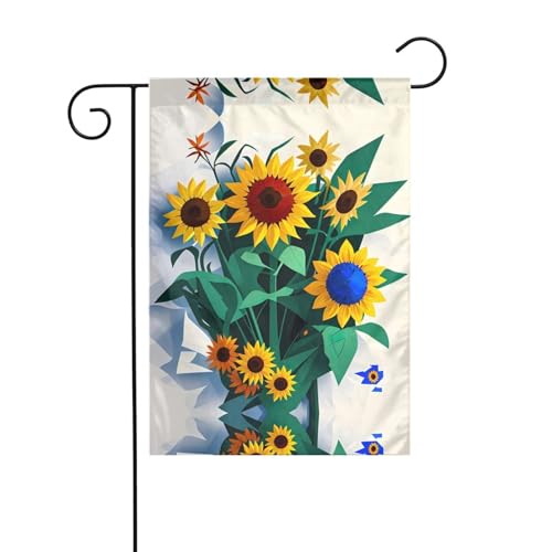 Gartenflaggen mit Sonnenblumen-Bienenmotiv für draußen – kleine Rasenflagge, eine unverzichtbare Frühlingsgartenflagge für jeden Rasen oder Hinterhof. von Peiyeety