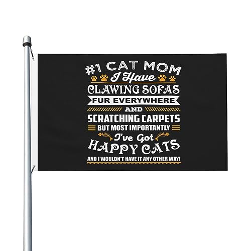 Katzenmama, ich habe Krallensofas-Flaggen, 90 x 150 cm, doppelseitig, langlebig, für den Außenbereich, Dekoration, Banner, Innenhöfe, Polyester-Flaggen von Peiyeety