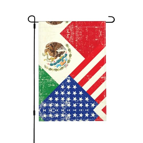 Mexikanisch-amerikanische Flagge, doppelseitige Gartenflaggen für den Außenbereich – lebendige und langlebige Hofflagge, vielseitige Rasenflaggen und kleine Gartenflaggen von Peiyeety
