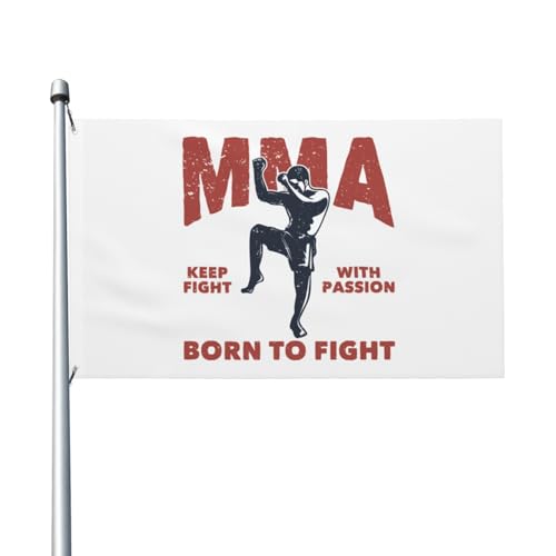 Mma Keep Fight With Passion Born To Fight-Flaggen, 3 x 5 Fuß, doppelseitig, langlebiges Dekorationsbanner für den Außenbereich, Innenhöfe, Polyester-Flaggen von Peiyeety