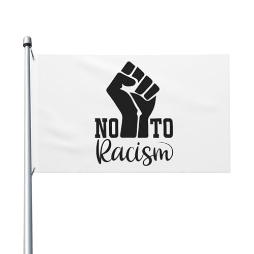 Nein zu Rassismus-Flaggen, 3 x 5 Fuß, doppelseitig, langlebiges Dekor-Banner für den Außenbereich, Innenhöfe, Polyester-Flaggen von Peiyeety