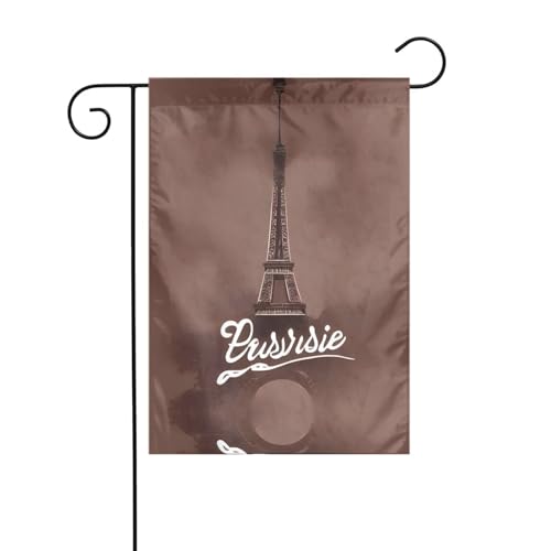 Pariser Kaffee-Eiffelturm-Gartenflaggen für den Außenbereich – kleine Rasenflagge, eine unverzichtbare Frühlingsgartenflagge für jeden Rasen oder Hinterhof von Peiyeety
