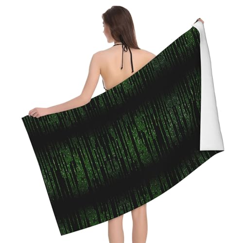 Peiyeety Badetuch mit grünem Zahlen-Binär-Druck, Geschenke für Frauen und Kinder, superweiche Mikrofaser-Strandtücher für Schwimmbad, 81,3 x 132,1 cm von Peiyeety
