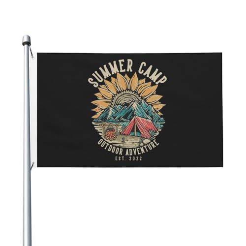 Sommercamp-Flaggen für Outdoor-Abenteuer, 3 x 5 Fuß, doppelseitig, langlebiges Dekorationsbanner für den Außenbereich, Innenhöfe, Polyester-Flaggen von Peiyeety